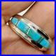 Navajo Inlay Turquoise Men's Ring Band Sz 9 Sterling Signed W M Wedding 5.2g