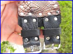 Navajo Ketoh Alligator and Bison leather bracelet Peyote Vtg Sterling Silver