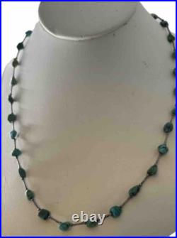 Navajo Kingman Turquoise Necklace 925 Sterling Silver Beads Vintage Lariat