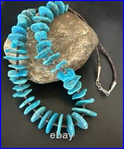 Navajo Kingman Turquoise Shell Heishi Sterling Silver Bead 24 Necklace 19633