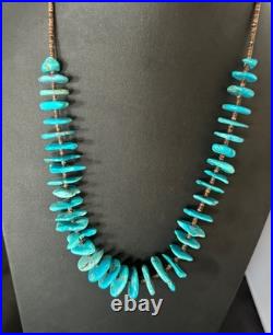 Navajo Kingman Turquoise Shell Heishi Sterling Silver Bead 24 Necklace 19633 Navajo Kingman Turquoise Shell Heishi Sterling Silver Bead 24 Necklace 19633