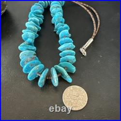 Navajo Kingman Turquoise Shell Heishi Sterling Silver Bead 24 Necklace 19633