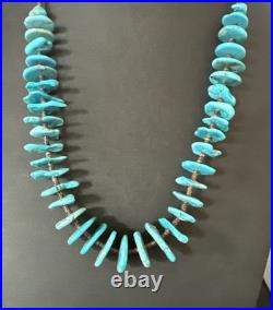 Navajo Kingman Turquoise Shell Heishi Sterling Silver Bead 24 Necklace 19633 Navajo Kingman Turquoise Shell Heishi Sterling Silver Bead 24 Necklace 19633