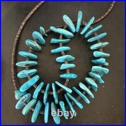 Navajo Kingman Turquoise Shell Heishi Sterling Silver Bead 24 Necklace 19633