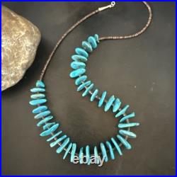Navajo Kingman Turquoise Shell Heishi Sterling Silver Bead 24 Necklace 19633