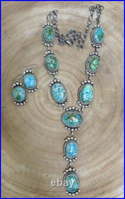 Navajo Lariat Necklace & Earrings Sonoran Gold Turquoise Sterling M Spencer Navajo Lariat Necklace & Earrings Sonoran Gold Turquoise Sterling M Spencer