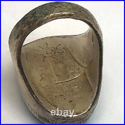 Navajo Mens Turquoise Ring Sz 9 Vtg Big Sterling Silver 29g Handmade Indian