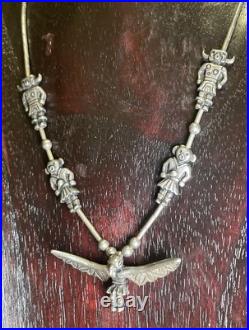Navajo Native American Vintage Sterling Silver Kachina Necklace 14