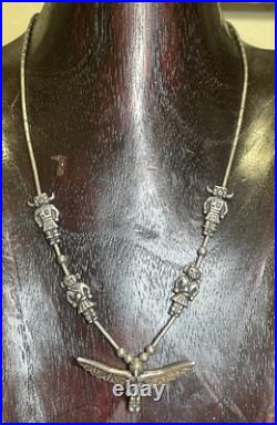 Navajo Native American Vintage Sterling Silver Kachina Necklace 14