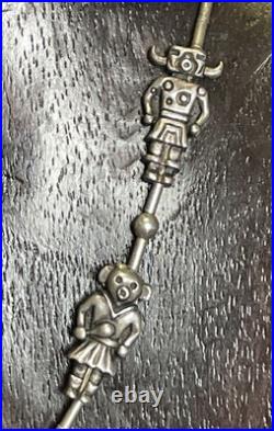 Navajo Native American Vintage Sterling Silver Kachina Necklace 14