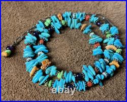 Navajo Necklace OOAK Kingman AZ Turquoise Spiny Oyster VTG Gemstone 20 21g