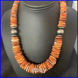 Navajo OrangePurple Spiny Oyster Sterling Silver 19âNecklace er 12735