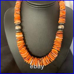 Navajo OrangePurple Spiny Oyster Sterling Silver 19âNecklace er 12735