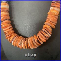 Navajo OrangePurple Spiny Oyster Sterling Silver 19âNecklace er 12735