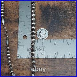 Navajo Pearl Graduated Sterling Bench Bead Necklace Vtg Old Foxtail 19