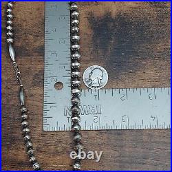 Navajo Pearl Graduated Sterling Bench Bead Necklace Vtg Old Foxtail 19