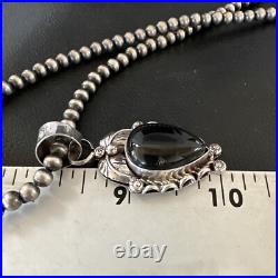 Navajo Pearls Gorgeous Black Onyx Sterling Silver Necklace Pendant 16528