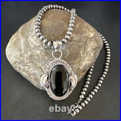 Navajo Pearls Gorgeous Black Onyx Sterling Silver Necklace Pendant 16533 Navajo Pearls Gorgeous Black Onyx Sterling Silver Necklace Pendant 16533