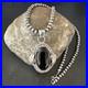 Navajo Pearls Gorgeous Black Onyx Sterling Silver Necklace Pendant 16533