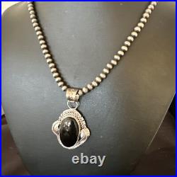 Navajo Pearls Gorgeous Black Onyx Sterling Silver Necklace Pendant 16533 Navajo Pearls Gorgeous Black Onyx Sterling Silver Necklace Pendant 16533