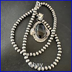 Navajo Pearls Gorgeous Black Onyx Sterling Silver Necklace Pendant 16533 Navajo Pearls Gorgeous Black Onyx Sterling Silver Necklace Pendant 16533