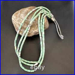 Navajo Pearls Green Turquoise Sterling Necklace 3S 17395