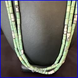 Navajo Pearls Green Turquoise Sterling Necklace 3S 17395