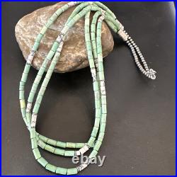 Navajo Pearls Green Turquoise Sterling Necklace 3S 17395