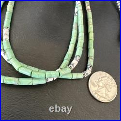 Navajo Pearls Green Turquoise Sterling Necklace 3S 17395
