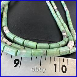 Navajo Pearls Green Turquoise Sterling Necklace 3S 17395