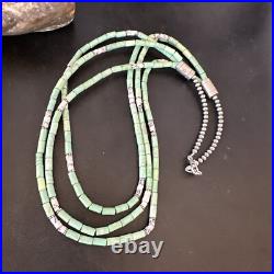 Navajo Pearls Green Turquoise Sterling Necklace 3S 17395