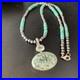 Navajo Pearls Sterling Blue Spiderweb Turquoise Necklace Pendant 13921