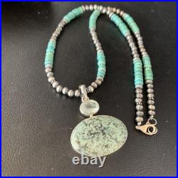 Navajo Pearls Sterling Blue Spiderweb Turquoise Necklace Pendant 13921
