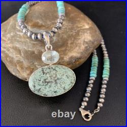 Navajo Pearls Sterling Blue Spiderweb Turquoise Necklace Pendant 13921