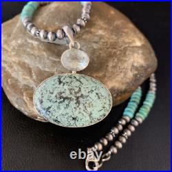 Navajo Pearls Sterling Blue Spiderweb Turquoise Necklace Pendant 13921