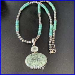 Navajo Pearls Sterling Blue Spiderweb Turquoise Necklace Pendant 13921