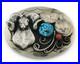 Navajo Ram Head Belt Buckle. 999 Nickel Vintage Turquoise & Coral