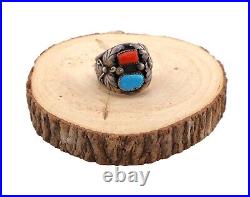 Navajo Ring Vintage Men's Native American Sterling Silver Turquoise sz 12.5 NA