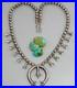 Navajo SQUASH BLOSSOM NECKLACE NAJA PENDANT Bench STERLING Ox. Old Vintage 20