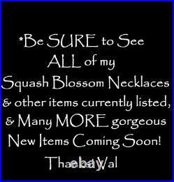 Navajo SQUASH BLOSSOM NECKLACE NAJA PENDANT Bench STERLING Ox. Old Vintage 20