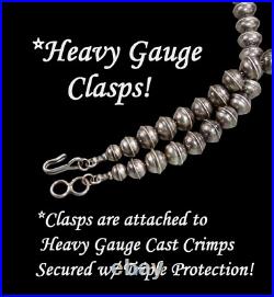 Navajo SQUASH BLOSSOM NECKLACE NAJA PENDANT Bench STERLING Ox. Old Vintage 20