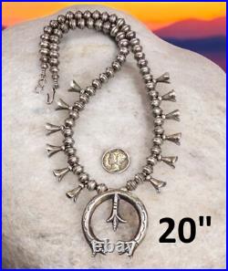 Navajo SQUASH BLOSSOM NECKLACE NAJA PENDANT Bench STERLING Ox. Old Vintage 20 Navajo SQUASH BLOSSOM NECKLACE NAJA PENDANT Bench STERLING Ox. Old Vintage 20