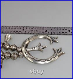 Navajo SQUASH BLOSSOM NECKLACE NAJA PENDANT Bench STERLING Ox. Old Vintage 20