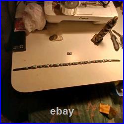 Navajo Silver, leather and Turquoise Vintage Hat Band. 18 Turquoise Silver Piece