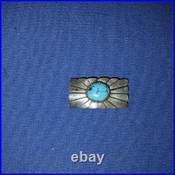 Navajo Silver, leather and Turquoise Vintage Hat Band. 18 Turquoise Silver Piece