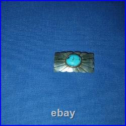 Navajo Silver, leather and Turquoise Vintage Hat Band. 18 Turquoise Silver Piece