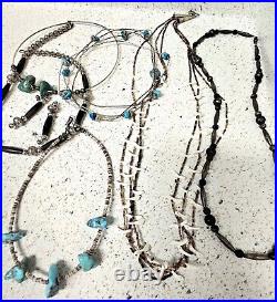 Navajo Southwest Vintage Necklace Jewelry Lot 7 Sterling Turquoise, other stones