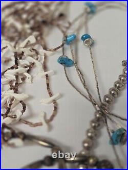 Navajo Southwest Vintage Necklace Jewelry Lot 7 Sterling Turquoise, other stones