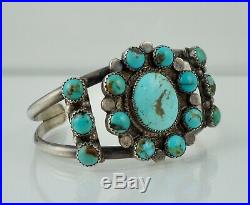 Navajo Sterling Native American Turquoise Old Dead Pawn Cuff Bracelet Vintage