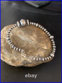 Navajo Sterling Silver 7 Handmade Bead Bracelet 14189